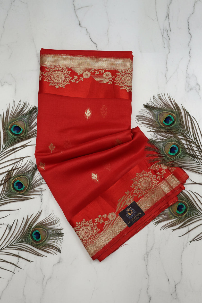 Banarasi goergette sarees with golden zari work