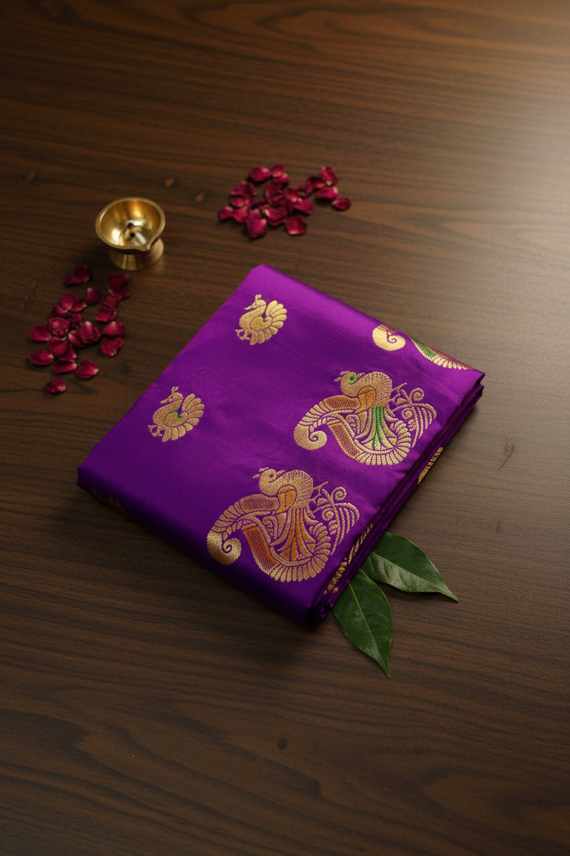 Purple soft silk Pathani