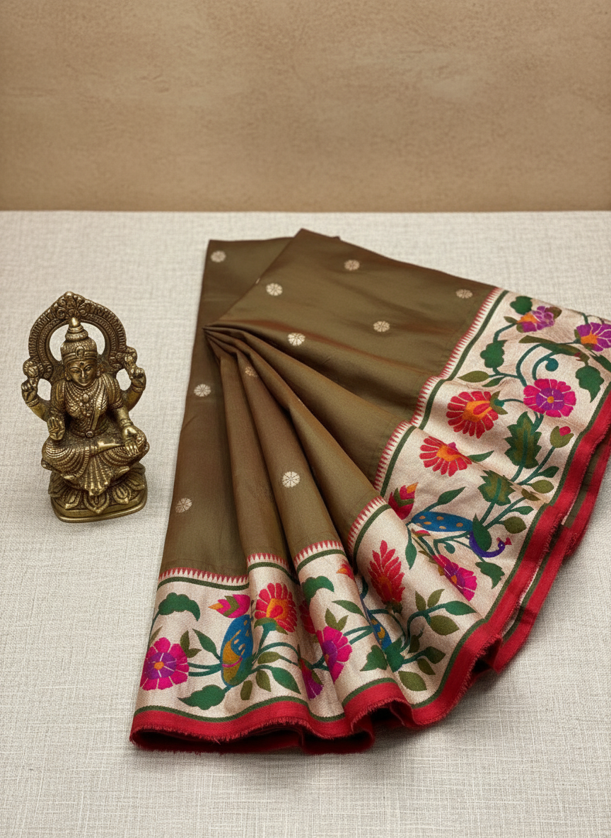 pure silk fig color paithanhi