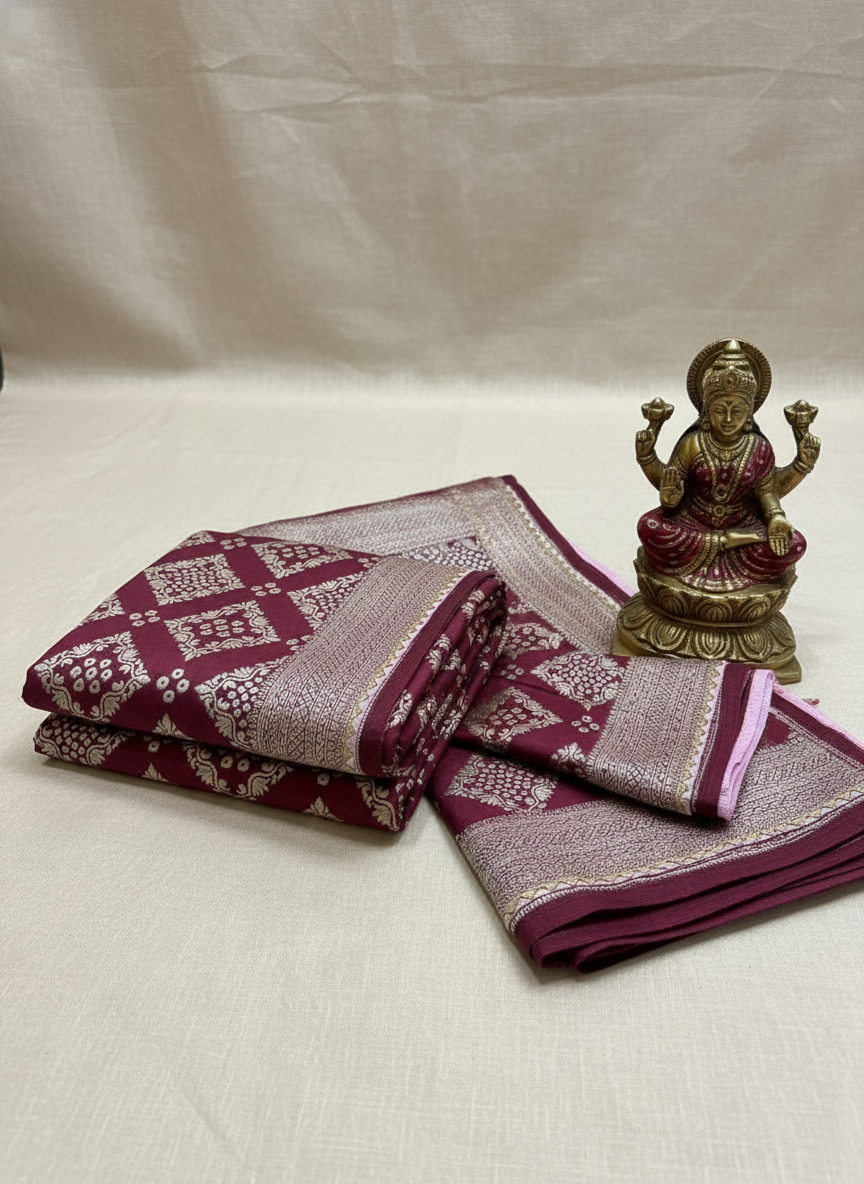 Folded fabric with a pattern on a chair