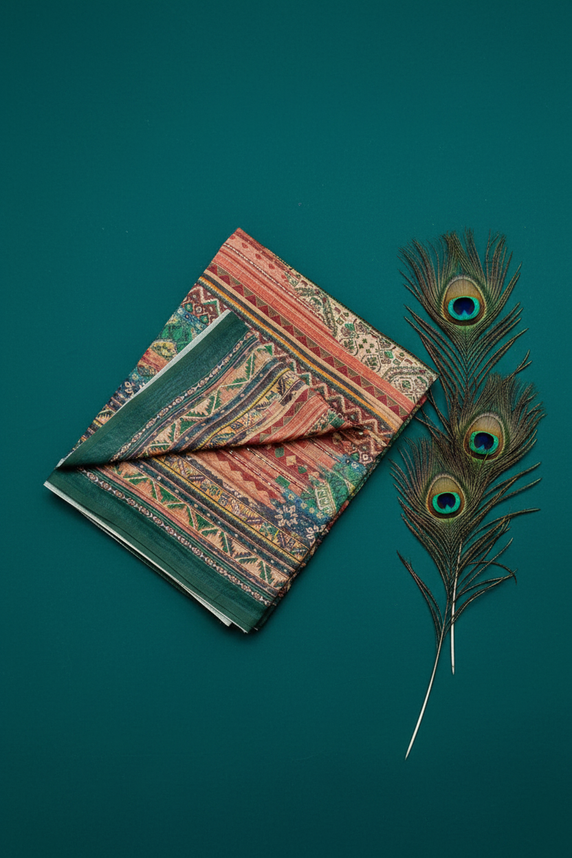 Chanderi Cotton Saree With Kantha Work.