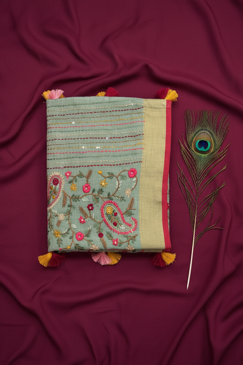 Kolkata Cotton Katha Work Saree.