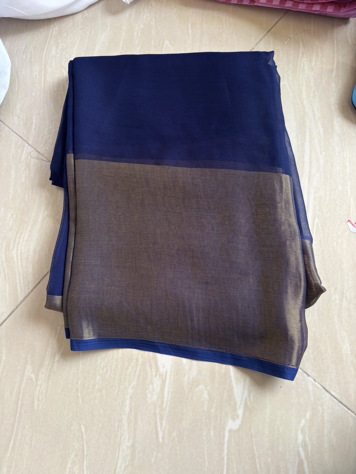 Chiffon sarees with big golden border . Three elegant colors