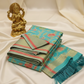 Sea Blue Banarasi Chanderi Silk Saree with Elegant Zari Weaving