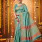 Sea Blue Banarasi Chanderi Silk Saree with Elegant Zari Weaving