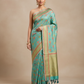 Sea Blue Banarasi Chanderi Silk Saree with Elegant Zari Weaving