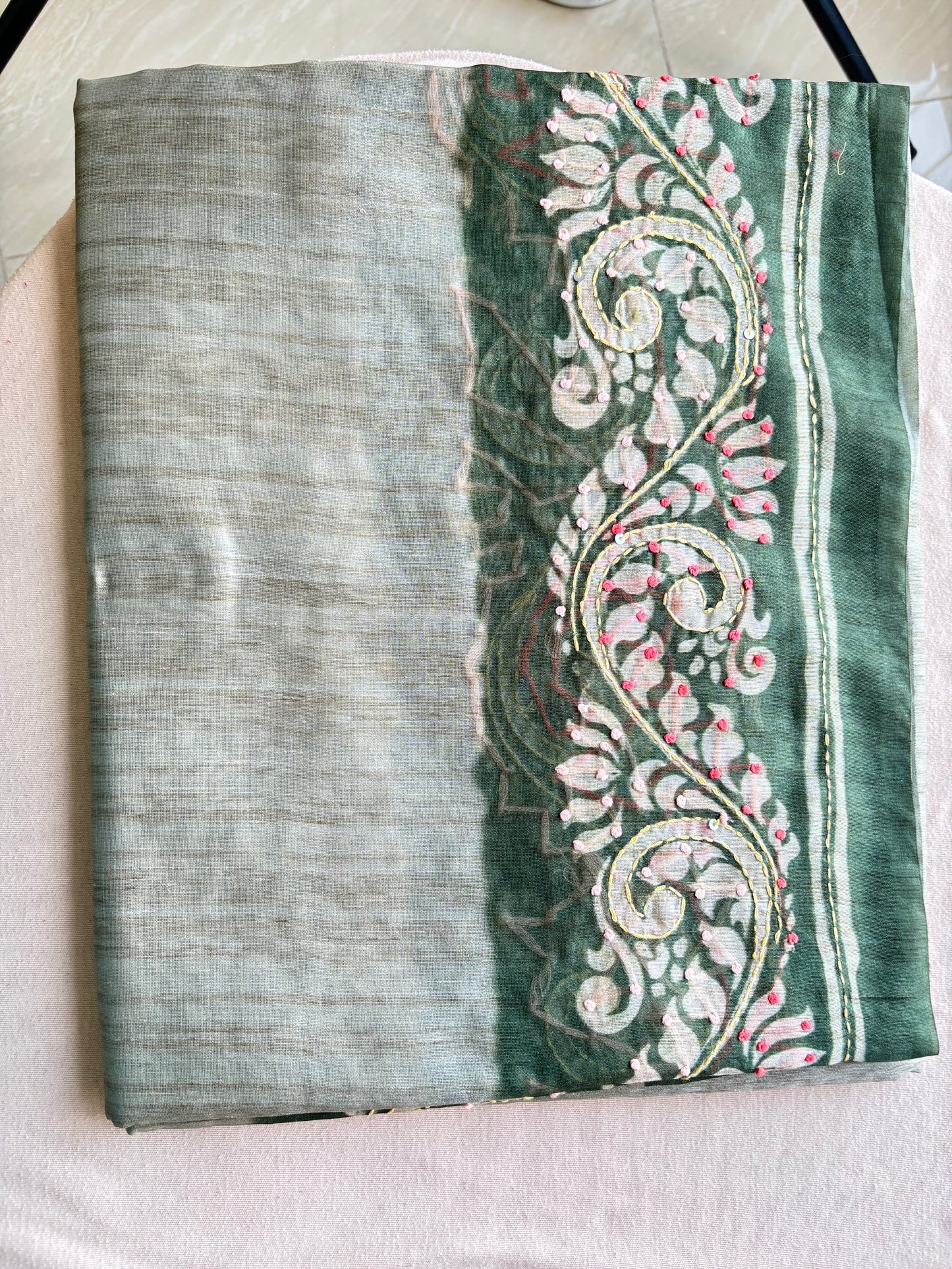 cotton saree with batik print
