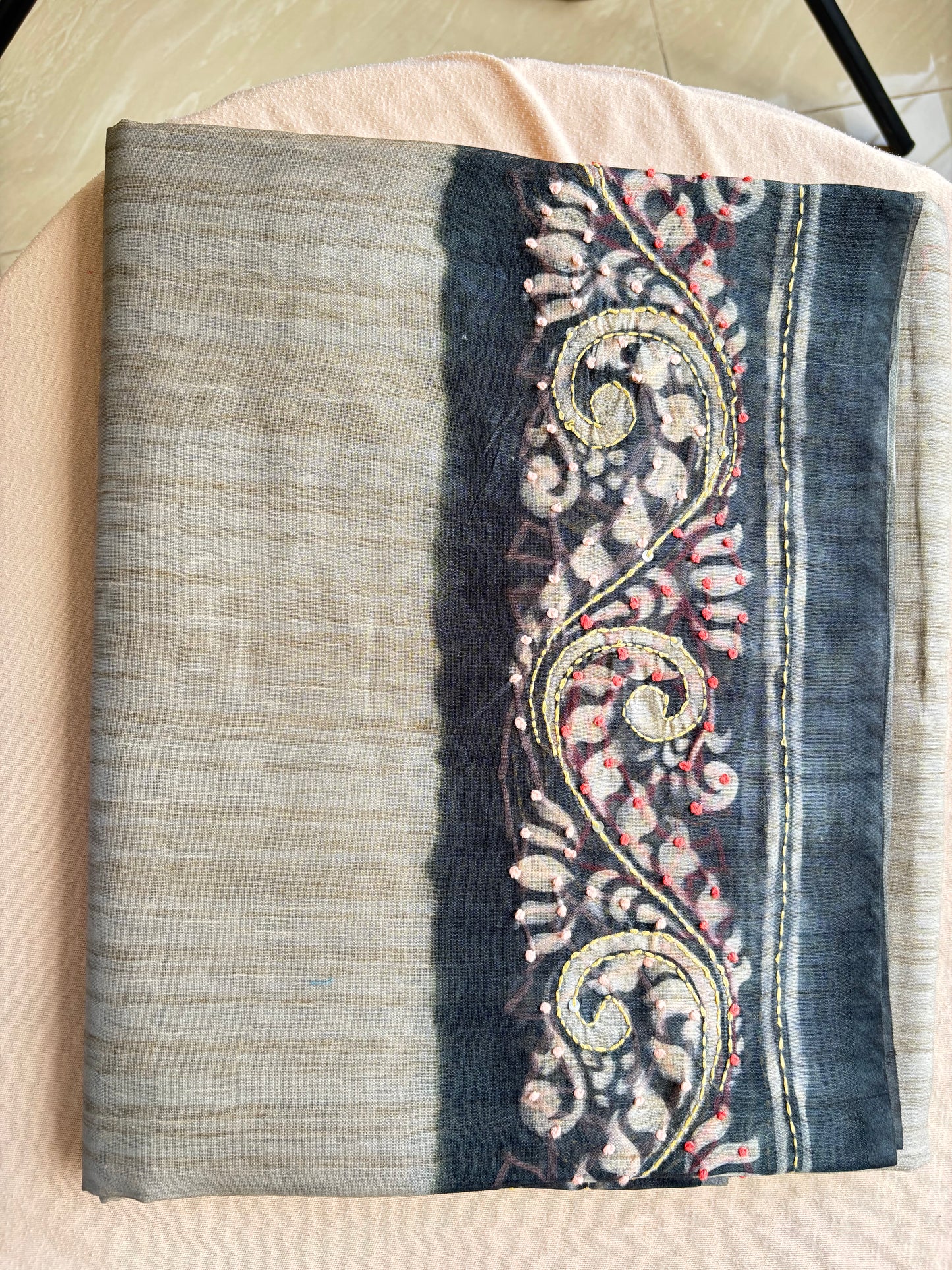 cotton saree with batik print