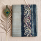 Cotton saree with batik print border.  Knot work and kantha work.Tussar cotton.