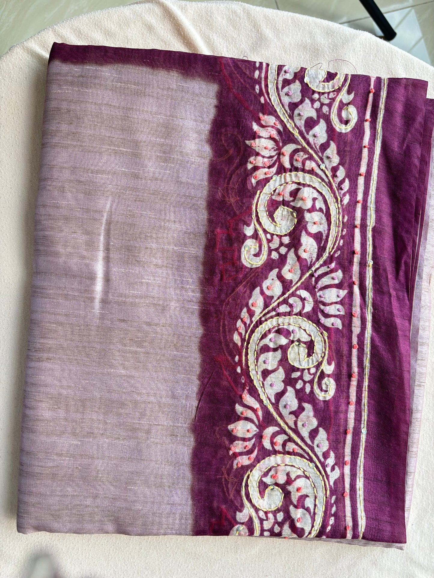 cotton saree with batik print