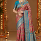 Carrot Pink Soft Silk Patola Design Saree