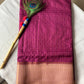 Beautiful crepe checks maroon color saree with lilac golden zari work border