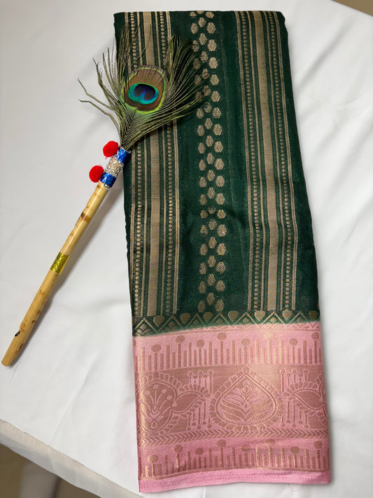 Crepe georgette butta fancy saree with golden zari work
