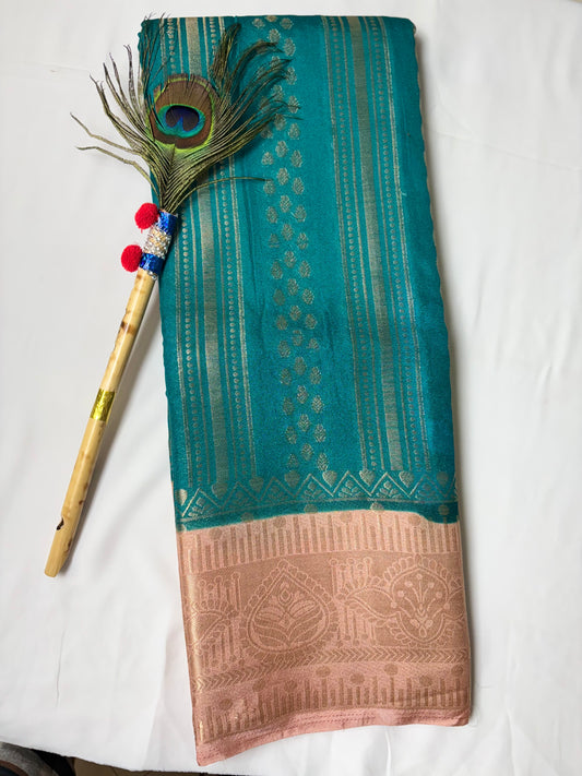 Crepe georgette butta fancy saree with golden zari work