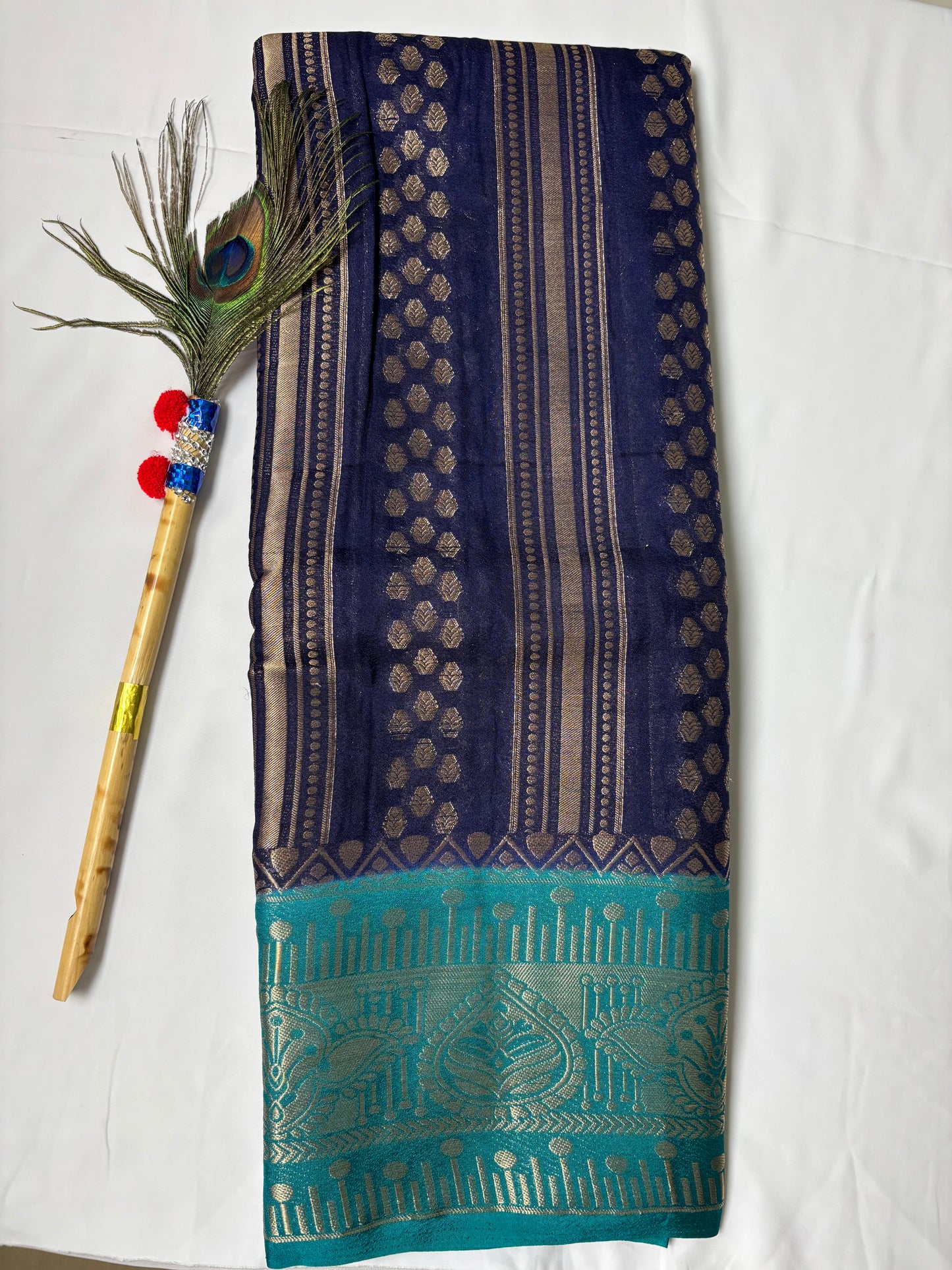 Crepe georgette butta fancy saree with golden zari work