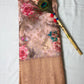 Dola silk printed saree. with golden zari work.