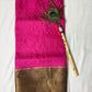 Beautiful crepe checks maroon color saree with lilac golden zari work border