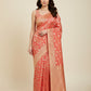 Banarasi goergette sare with golden and silver zari work.