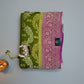 Crush georgette banarasi saree with golden Zari. Mehedi color and rani pink border.