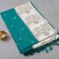 Banarasi silk saree with satin  silk border with golden zari work.