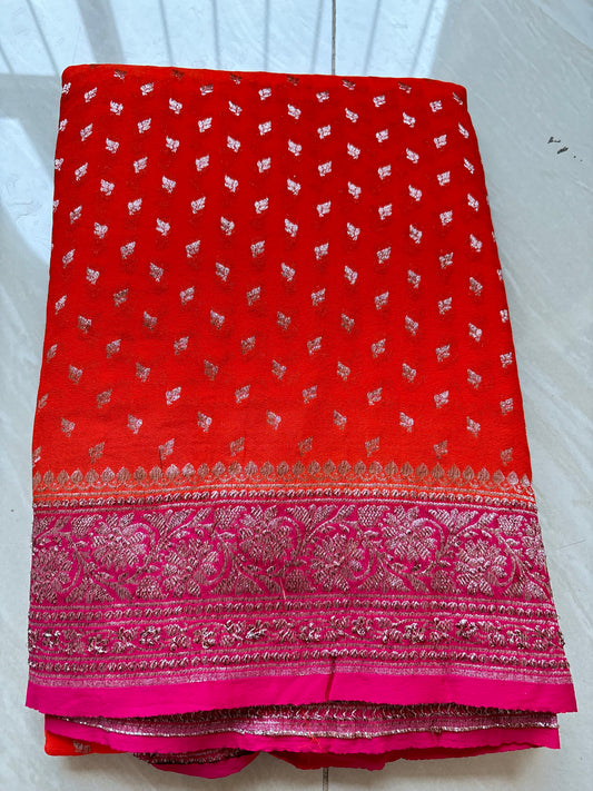 crepe goergette banarasi saree