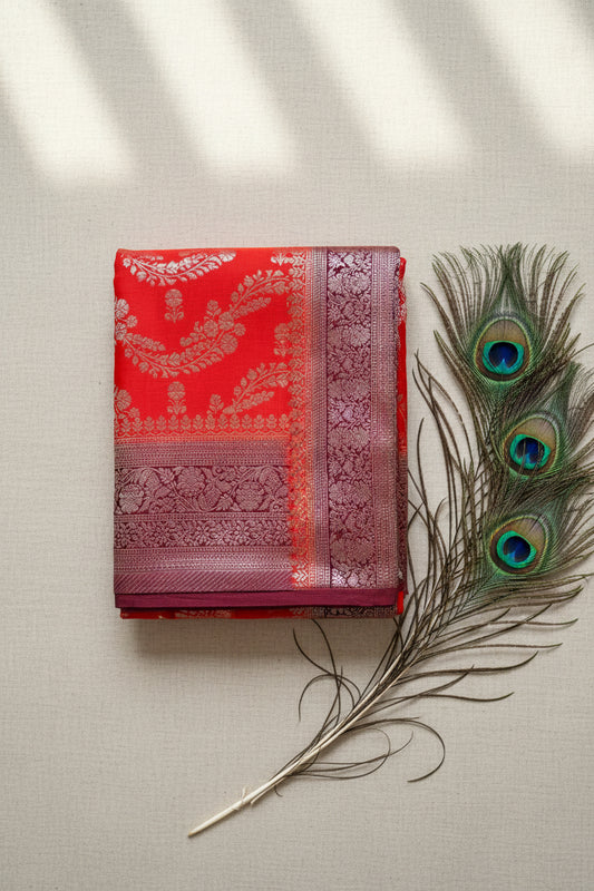 Pure crush  goergette saree jaal pattern