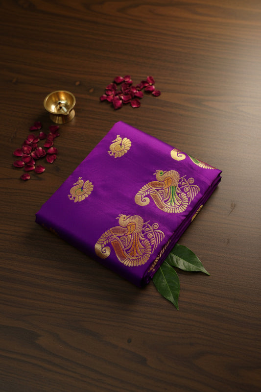 Purple soft silk Pathani