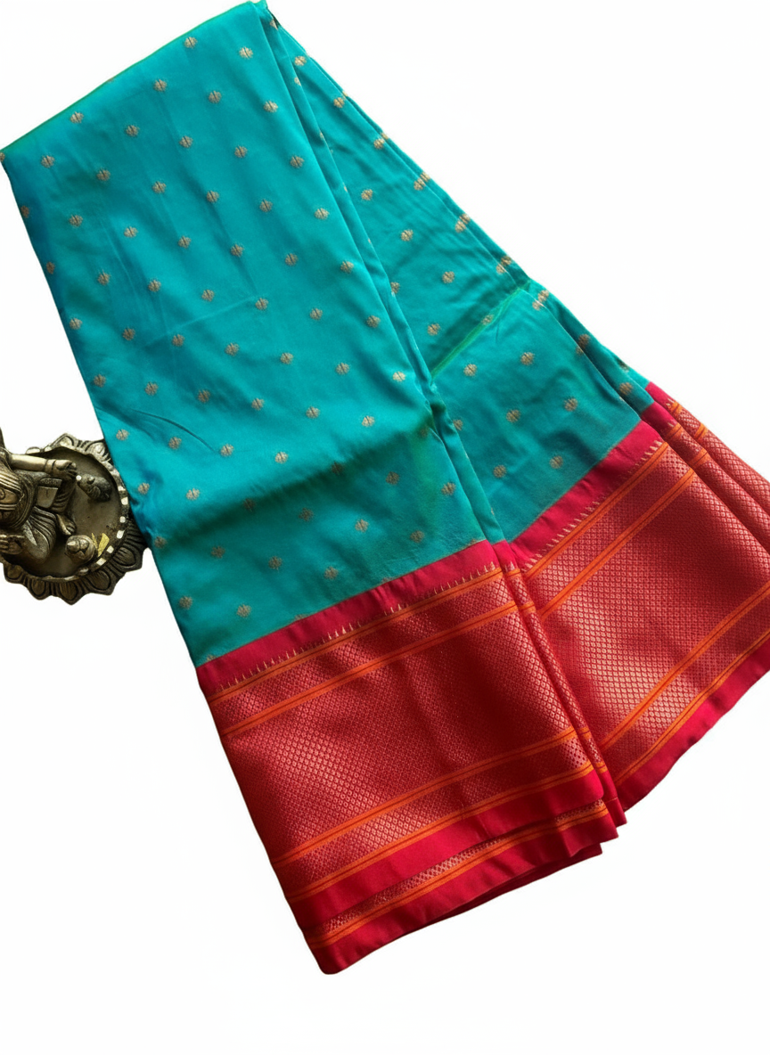 Semis ilk  Rama color Kadiyal Paithani