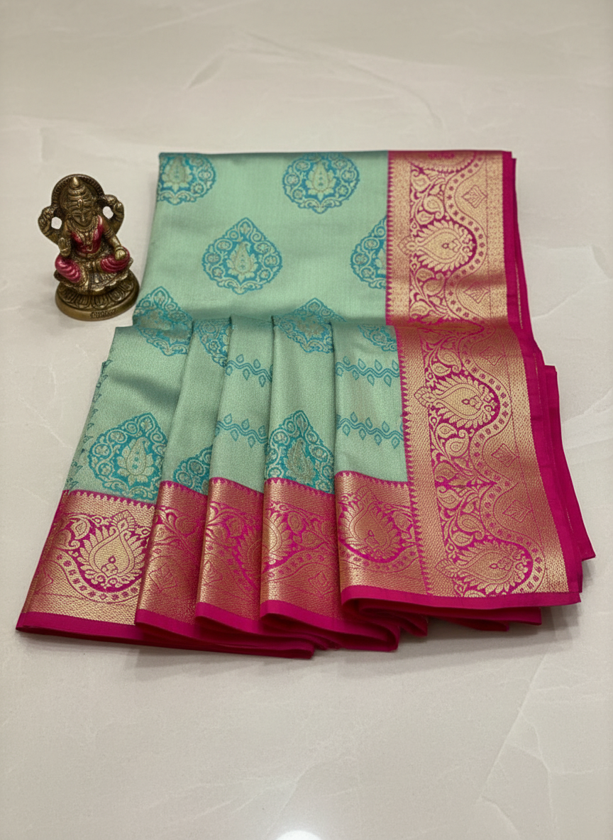 pure brocade golden zari saree