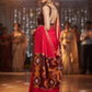 Ikkat cotton red saree with contrast pallu