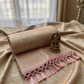 Pastel Lilac Pure Brocade Banarasi Silk Saree with Rose Gold Zari Jaal Work