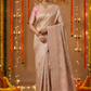 Pastel Lilac Pure Brocade Banarasi Silk Saree with Rose Gold Zari Jaal Work