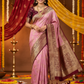 Lilac Soft Banarasi Silk Saree with Rose Gold Zari Weaving