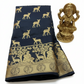 Black semi silk saree with golden zari