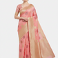 Baby pink kora organza saree with golden zari work border