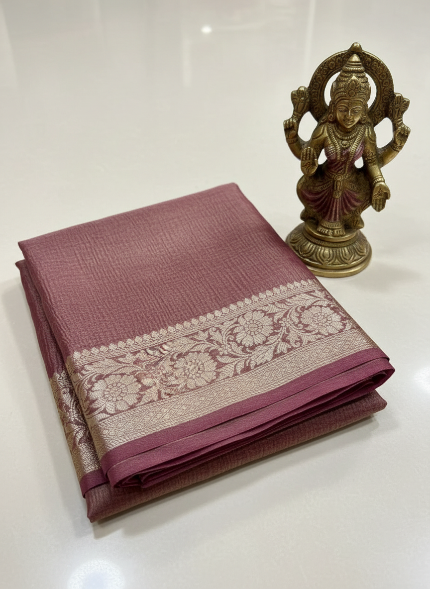 onion color banarasri crush  tissue saree
