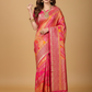 Semi brocade saree with leheria pattern multi color