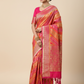 Semi brocade saree with leheria pattern multi color
