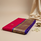 Red soft silk sare with royal blue golden zari border