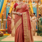 Red Pure Brocade Banarasi Silk Saree with Golden Zari Work