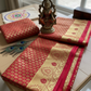 Red Pure Brocade Banarasi Silk Saree with Golden Zari Work