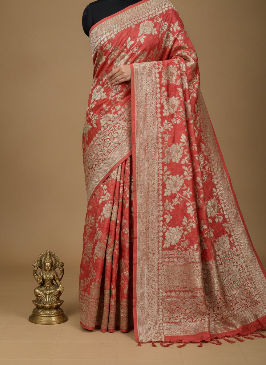 pure khaddi georgette ,water zari ,silk mark certified banarasi saree