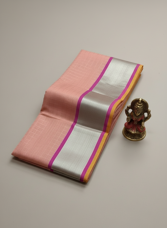 Pure chnaderi madhubani patchwork saree . with elegant silver border.