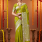 Parrot Green Soft Silk Muniya Paithani Saree with Silver Zari Border