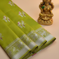 Parrot Green Soft Silk Muniya Paithani Saree with Silver Zari Border