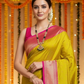 Pastel Mustard Semi Silk Kadiyal Paithani Saree with Traditional Zari Border