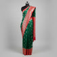 Dark bottle green and dark red very elegant combination in mercerise silk banarsi silver zari work