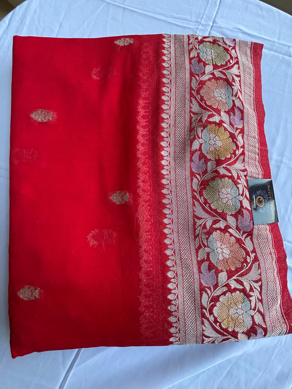 Semi khaddi goergette sarees budget friendly for wedding season banarasi saree.