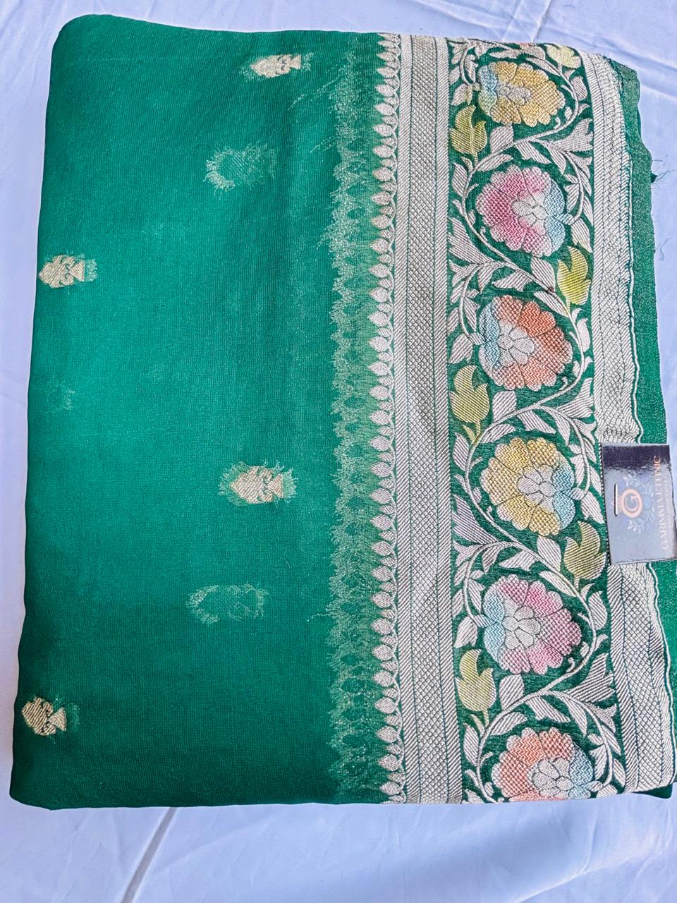 Semi khaddi goergette sarees budget friendly for wedding season banarasi saree.
