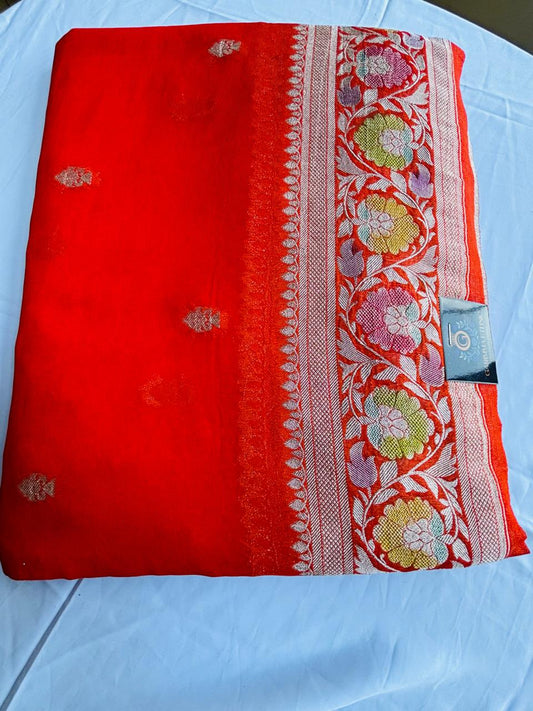Semi khaddi goergette sarees budget friendly for wedding season banarasi saree.